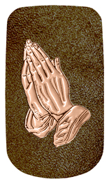 DAROYAL-516-BZ-SH-BR Bronze Praying Hands Shimmer Brown Background
